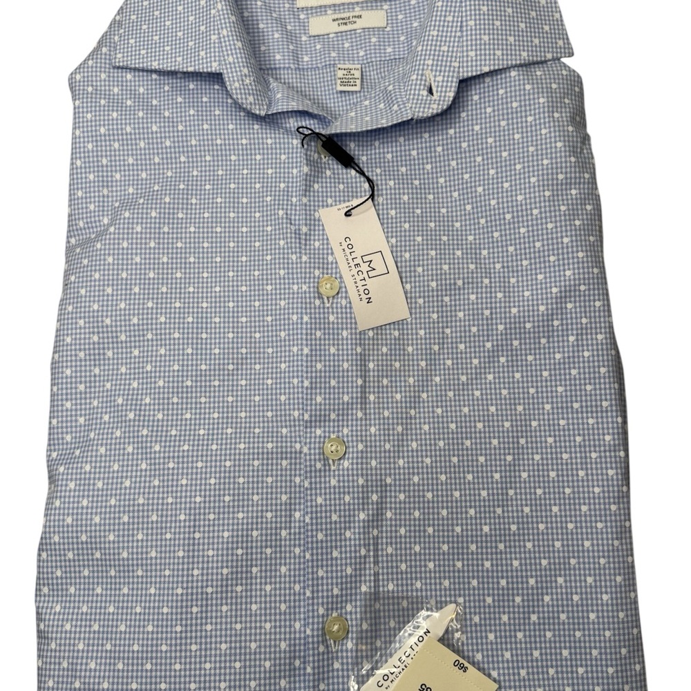 Collection By Michael Strahan Light Blue Patterned Men's Shirt